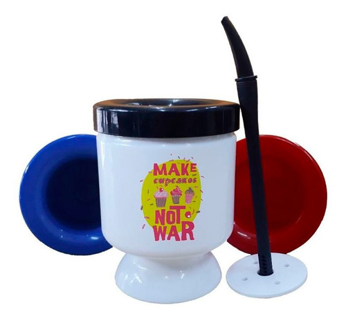 Mate Plastico Frase Make Cupcakes No War