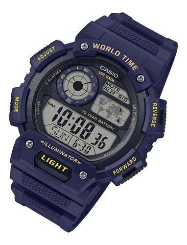 Reloj Casio Hombre Ae-1400w 10 Años De Batería Hora Mundial