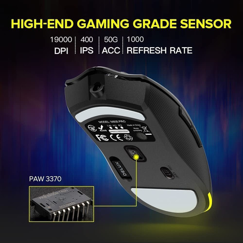Mouse Gamer Sem Fio Recarregável 6 Botões Dpi 19000