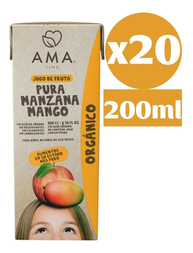 Ama Jugo De Fruta Orgánico Manzana Mango 20x200cc Tetra