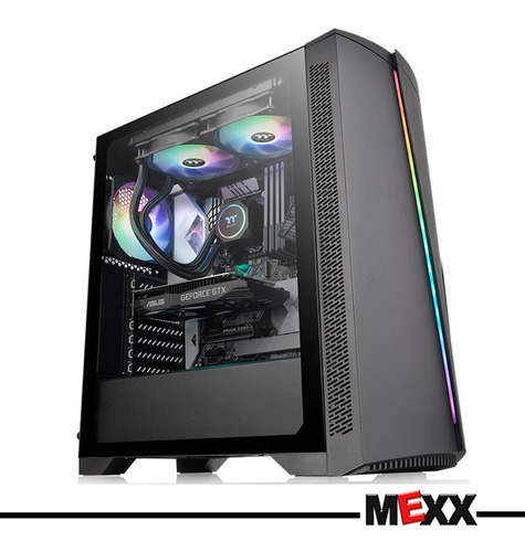 Gabinete Gamer Thermaltake Tt H350 Tg Rgb Vidrio Templado Color Negro