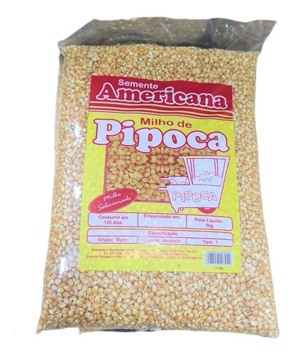 Milho Para Pipoca Especial Premium Kit 5 Kilos Festa