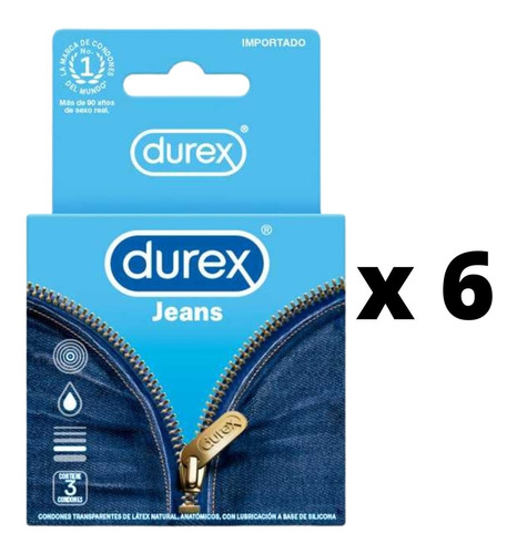 Durex Jeans Pack 18 Condones Preservativos Látex Lubricado