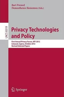 Libro Privacy Technologies And Policy - Bart Preneel