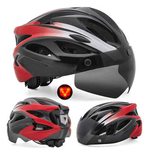 Casco De Bicicleta De Ciclismo De Montaña Con Luz Led Lente