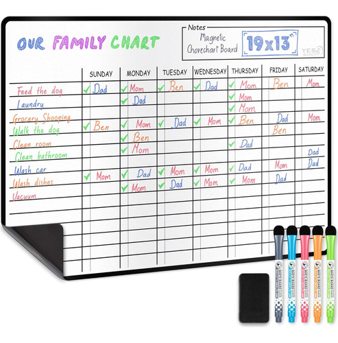 Gran Tablero De Tareas De Pizarra Magnética Borrable 1...