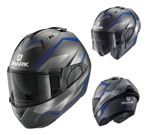 Casco Moto Abatible Shark Discovery Evo Es Yari Azul Mate Tamaño del casco M