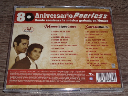 Manuel López Ochoa & Salvador Huerta 24 Rancheras, Peerless (Usado)