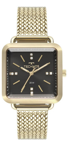 Relógio Technos Feminino Style Dourado - 2036mme/4p Cor do fundo Preto