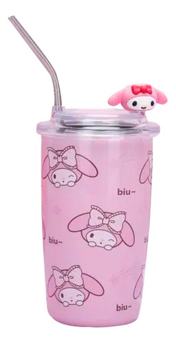 Vaso Térmico Con Popote Acero Inoxidable Sanrio Hello Kitty