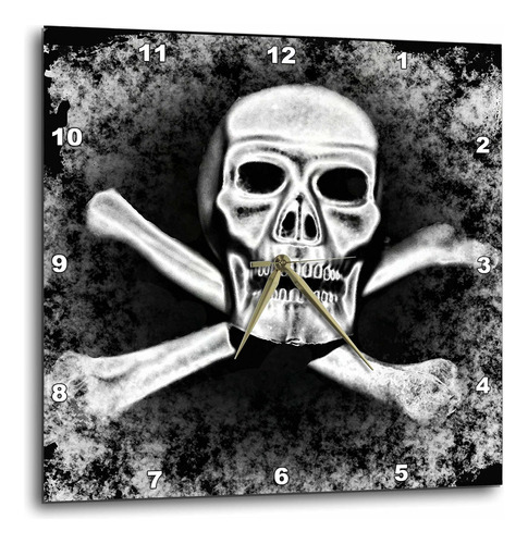 3drose Dpp__1 Reloj De Pared Con Calavera Cruzada En Blanco 