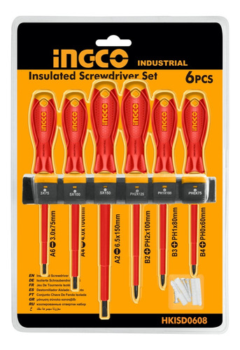 Juego De 6 Destornilladores - Aislación 1000v - Ingco