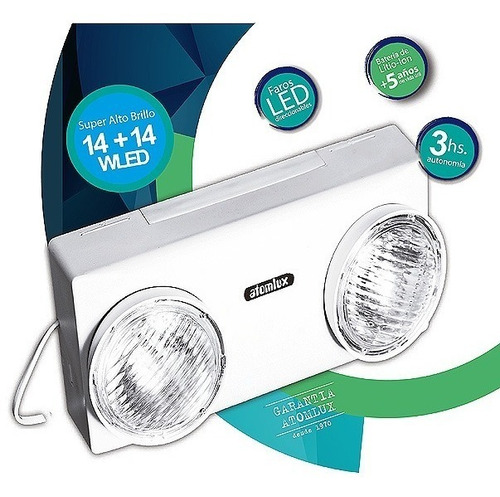 Imagen 2 de 4 de Luz De Emergencia Atomlux 8014 Wled 3 Horas Autonomia