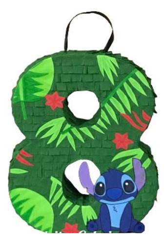 Mini Piñata Artesanal Número Stitch Personalizada Cumple