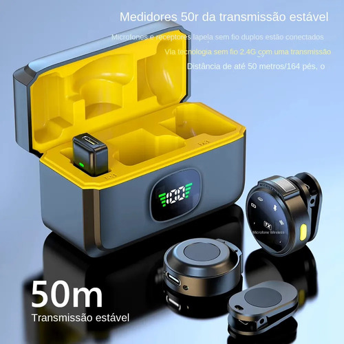 Microfone Lapela Redondo Imã Sem Fio Anti Ruído Duplo Celula