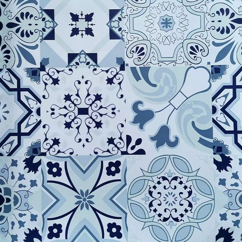 Imagen 3 de 8 de Papel Tapiz Tipo Talavera Artesanal Con Adhesivo 10 M