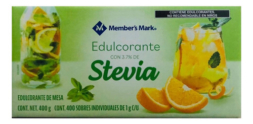 Edulcorante Con Stevia Member's Mark Con 400 Sobres De 1 G