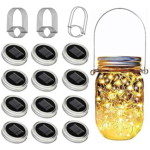 - Paquete De 12 Luces Solares Tarro De Albañil, 30 Led...