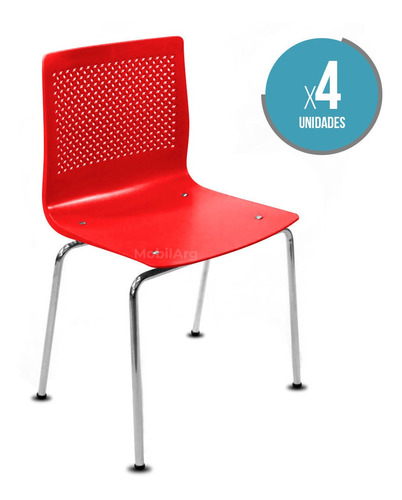 Silla Plástica Apilable Cromada De Diseño Anana Pack X4 Asiento Plastico Reforzado + Envio Gratis - Garantia Mobilarg