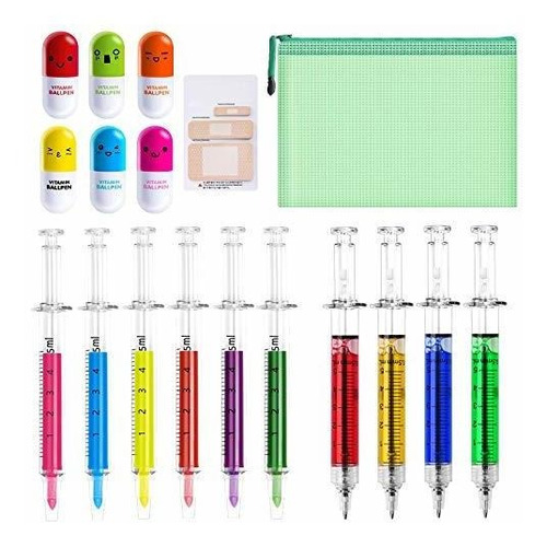 Bolígrafo - School Supplies Pens Set, 6 Syringe Highlighter 