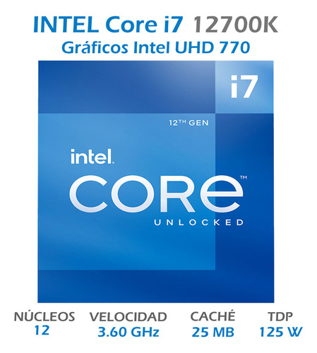 Procesador Intel Core I7 12700k 3.6 Ghz Core 1700 12va Gen