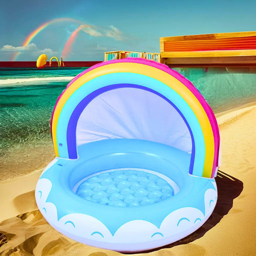 Piscina Salvavidas Para Niñ@s C/cubierta Mod Arcoiris Bebes Arcoíris