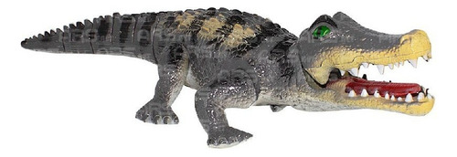 Juguete grande de cocodrilo y caimán en 3D, con movimiento y sonido, color gris