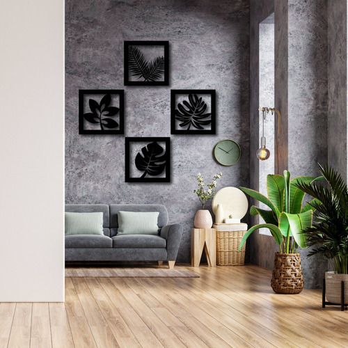 Imagen 4 de 8 de Cuadro De Madera Calado Mdf Hojas Moderno Living Decorativo