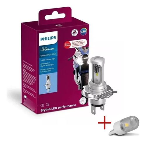 Lâmpada Led Ultinon Philips Hs1 H4 12v 6000k + Lampada Led