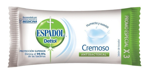 Espadol - Jabón Antibacterial Cremoso Pack X 3 X 90 Grs