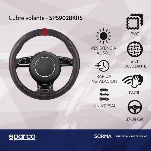 Imagen 2 de 10 de Cubre Volante 36/38 Cm Sparco Importado Leggera Pvc Sin Aro