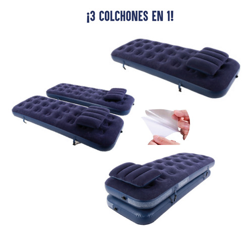 Combo Colchones 3 En 1 - Colchón 1 Plaza X2 + 2 Almohadas Co