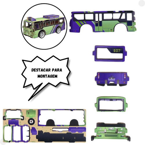 Quebra Cabeça De Madeira 3d Mini Veículo Ônibus - Dm Toys