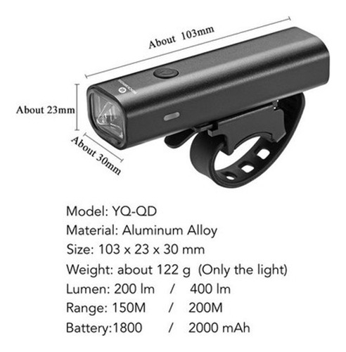 Luz Delantera De 3 Modos- 400 Lúmenes Rockbros