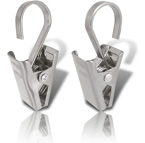 Uxcell Paquete De 18 Anillos De Cortina Con Clips, 2.5 Pulgadas De Diámetro Interior Para Colgar Cortinas, Anillos Decorativos Vintage A Prueba De óxido Con Ganchos, Color Gris