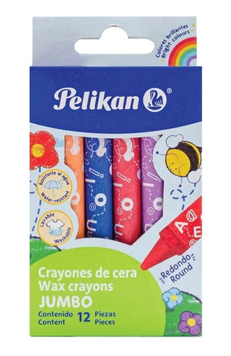Crayón Escolar Jumbo Caja Con 12 Colores Pelikan