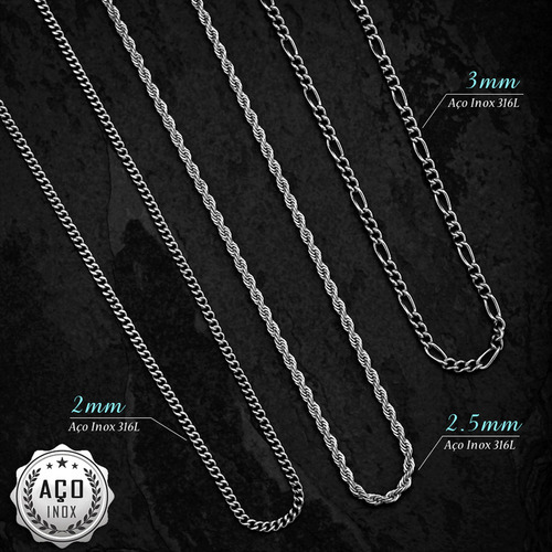 Corrente Colar Masculino Aço Inox Kit-50 Atacado Não Preteja Cor Prata