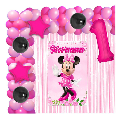 Minnie Rosa Kit Decoración Fiesta Mimi Rosa Cumple Globos