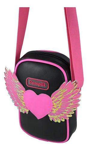 Bolsa De Led Infantil Pampili Fly Prata E Rosa Neon Luz Cor Preto