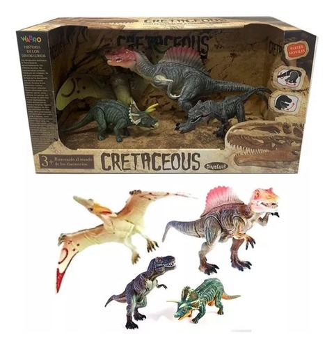 Set X4 Dinosaurios Cretaceous En Caja Original Con Historia
