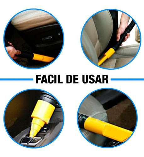 Imagen 9 de 12 de Aspiradora Para Auto Inflador Tambor 12v 90w 2 En 1 Potente Color Amarillo
