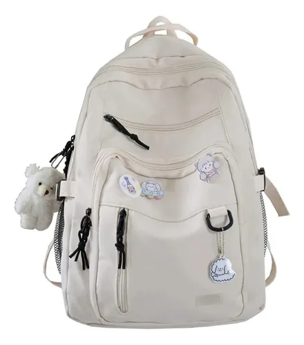 Moderna Mochila Escolar De Nylon Con M ltiples Bolsillos Color