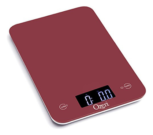 Báscula Cocina Digital Ozeri Touch, Vidrio Templado, Rojo