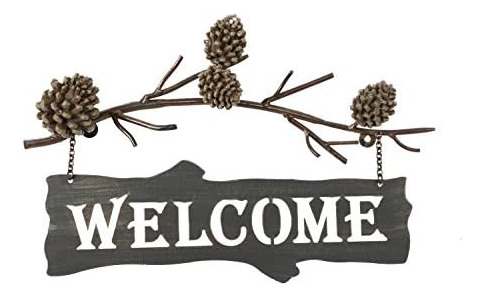 Dei Country Pinecone Welcome Sign, 17-inch (25617)
