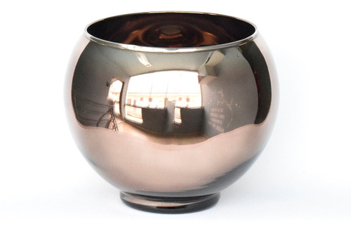 Vaso Decorativo De Vidro Cor Bronze Redondo 17 Cm