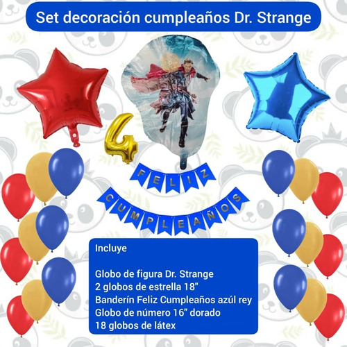 Combo Decoración Cumpleaños Globos Doctor Strange / Banderin