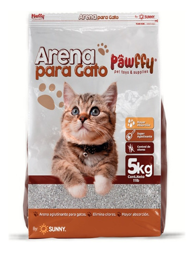 Arena P/gato Sin Aroma 5kg Libre De Polvo Pawffy By Sunny