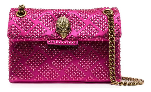 Bolso Kurt Geiger Para Mujer, Original, De Lujo, Color Rosa Rosa Chicle Lisa Níquel Dorado