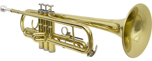 Trompete New York TP 200 Sib (bb) com acabamento laqueado inclui estojo - cor dourado