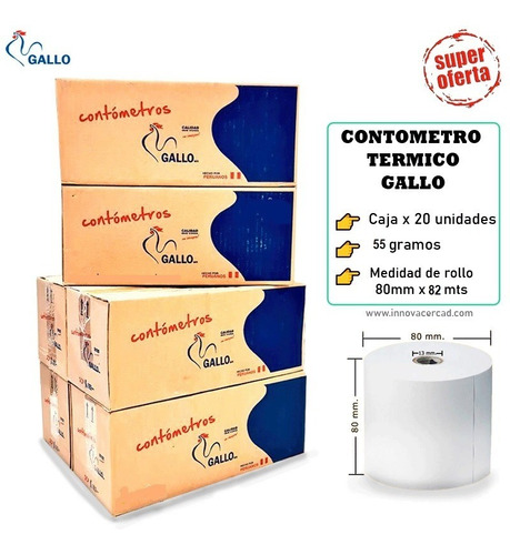 Contometro Térmico 80mm X 82 Metros Caja X 20 Rollos 